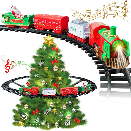 Christmas Train Set - Christmas Train Toy with Light & Sound for Boys Girls, Train Toy Set Around Under The Christmas Tree, Best Decoration Indoor