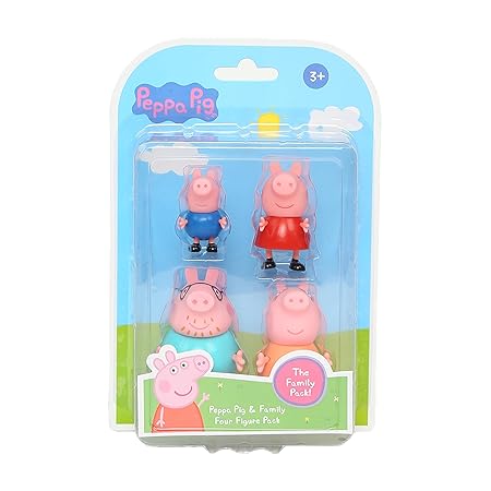 PEPPA PIG Toys Peppa's Family Animal Figure Set, 4 Family Figures, Preschool Toys for Girls & Boys 3 Years and Up, Birthday Gift Toys for Kids