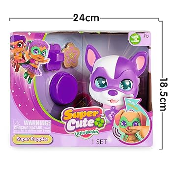 SUPER CUTE LITTLE BABIES - Super Puppies, SuperCute Superheroines Pets, Interactive Toy Puppies with Sound, Saucer for Eating and Comb, Cape and Eye Mask,...