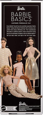 Barbie Basics Model Collector Fashion Doll 07 with Blonde Hair & White Print Pants, Universal-fit Fashions & Posable Body