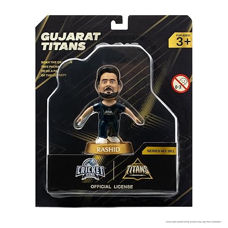 Cricket Icons Action Figure Rashid Khan Gujarat Titans Collectible Miniature Figurine, IPL Edition 360° Rotatable Head, GT Cricket Player for Fans & Kids, Collectors Pack of 1