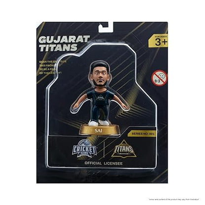 Cricket Icons Action Figure Sai Sudharsan Gujarat Titans Collectible Miniature Figurine, IPL Edition 360° Rotatable Head, GT Cricket Player for Fans & Kids, Collectors Pack of 1