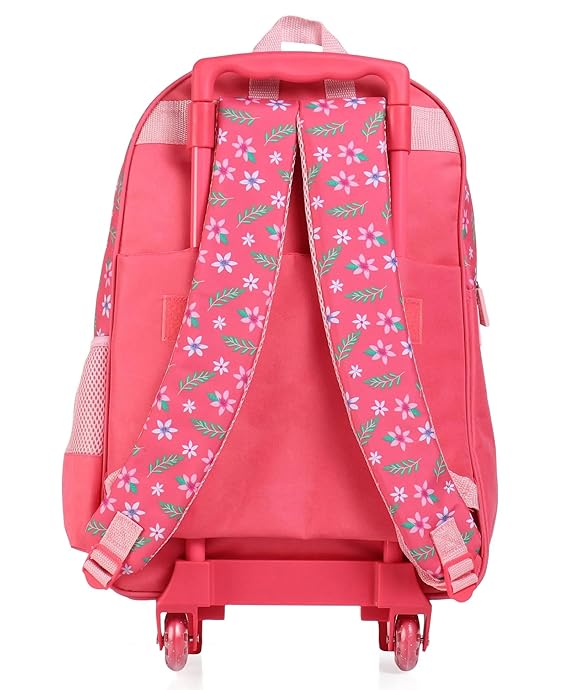 STRIDERS Barbie 16-Inch Trolley School Bag for Kids (6-12 Years) Durable Rolling Backpack for Girls Pink Cartoon School Bag