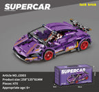 1:18 Scale Pull-Back Racing Car Building Block Set, designed to resemble a supercar.