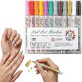 Nail Art Markers 0.7mm Nail Art Pens Set 12 Colors for DIY Painting Nails, Drawing