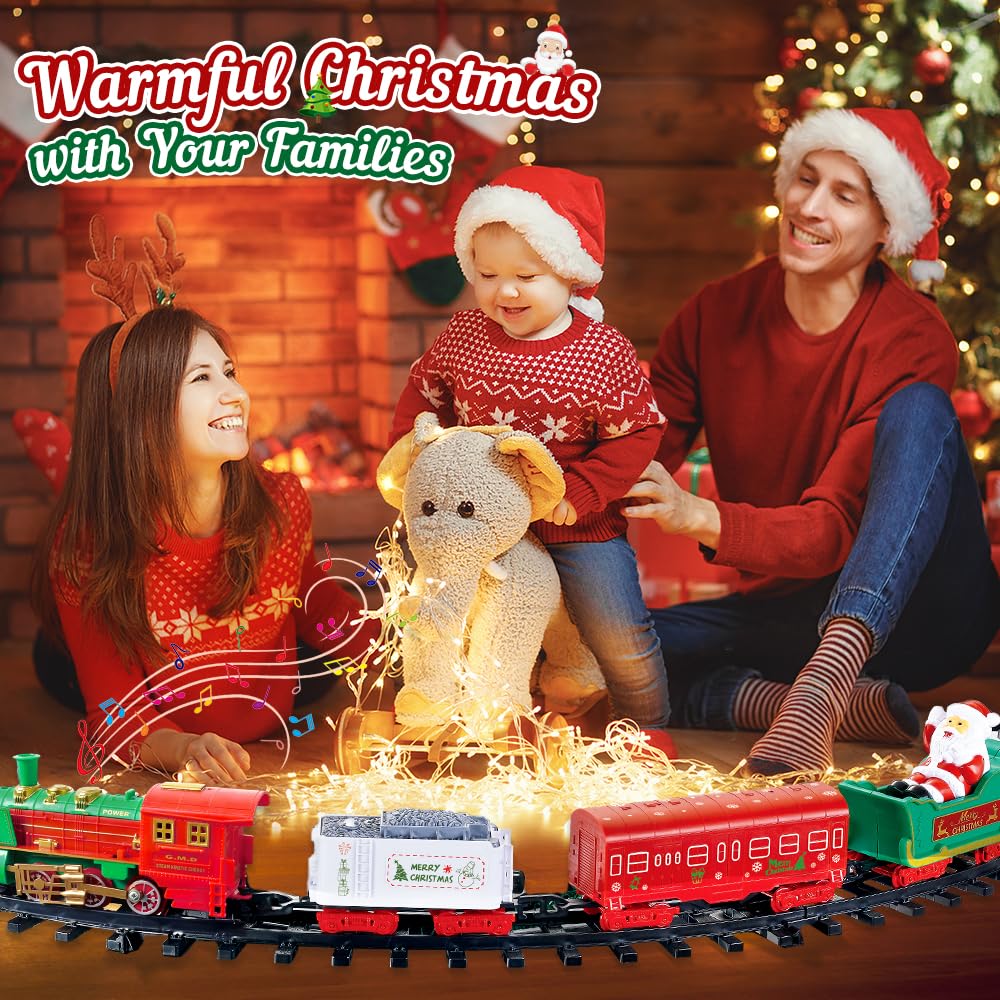 Christmas Train Set - Christmas Train Toy with Light & Sound for Boys Girls, Train Toy Set Around Under The Christmas Tree, Best Decoration Indoor