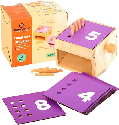 Wooden Counting Peg Board: Count & Drop Box