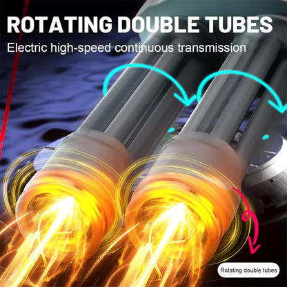 Double Barrel Gatling Electric Water Gun Set, Powerful Rotating Water Gun, Gatling Electric Water Guns with LED Light, Long Range Automatic Double Barrel Squirt Guns for Adults Kids