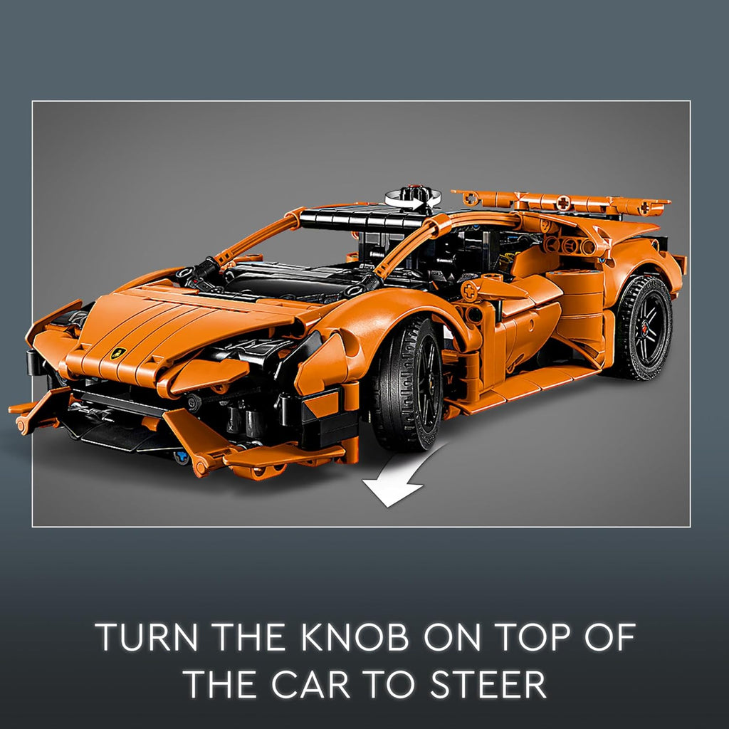 LEGO Technic Lamborghini Huracán Tecnica Orange Toy Cars - Building Toys for Kids, Boys & Girls, Ages 9+ - Lamborghini Toy Car W/ V10 Engine & Steering - Gift Ideas for Birthdays - 42196