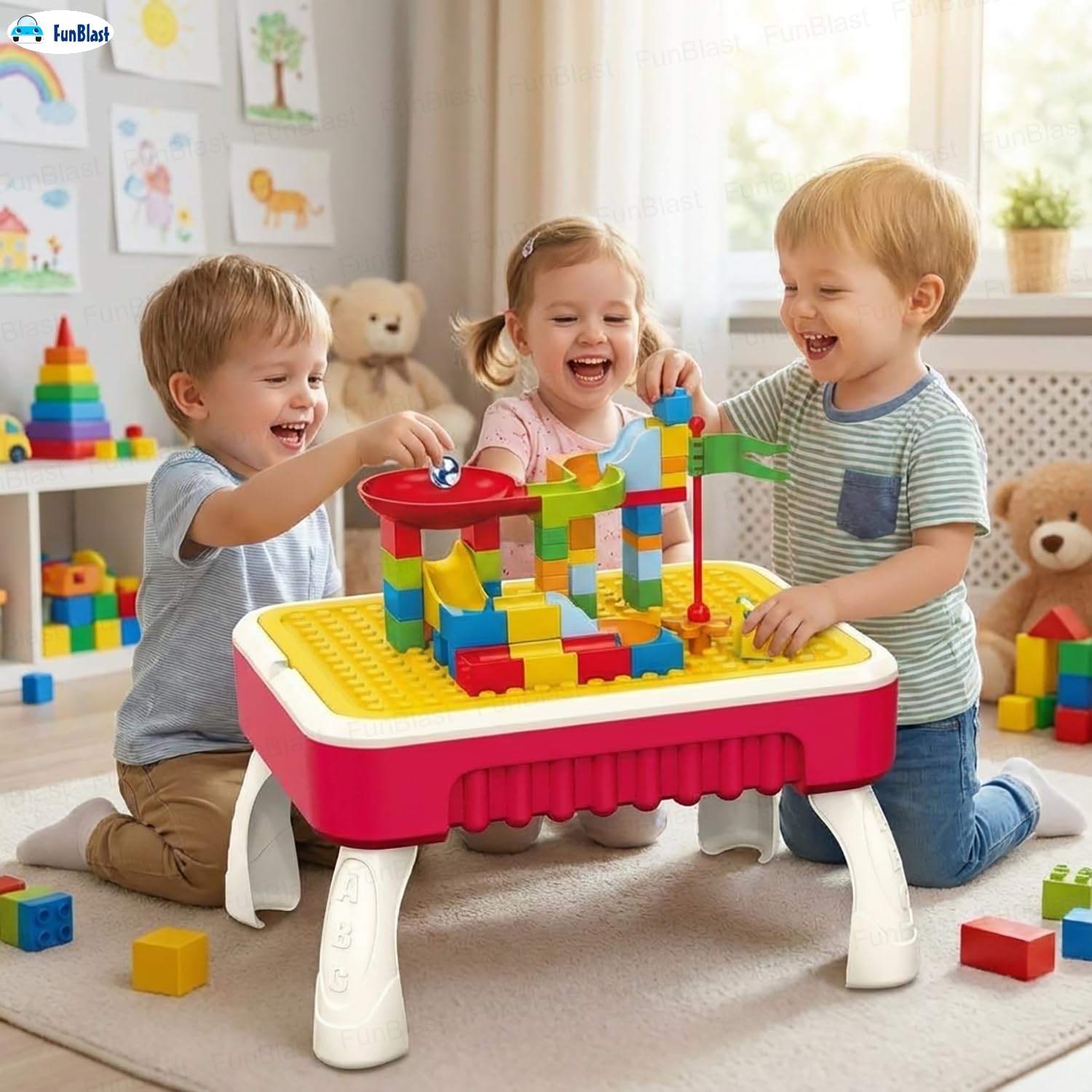 Building Block Toys, Creative Table 2-in-1 Building Block and Drawing Board for Kids