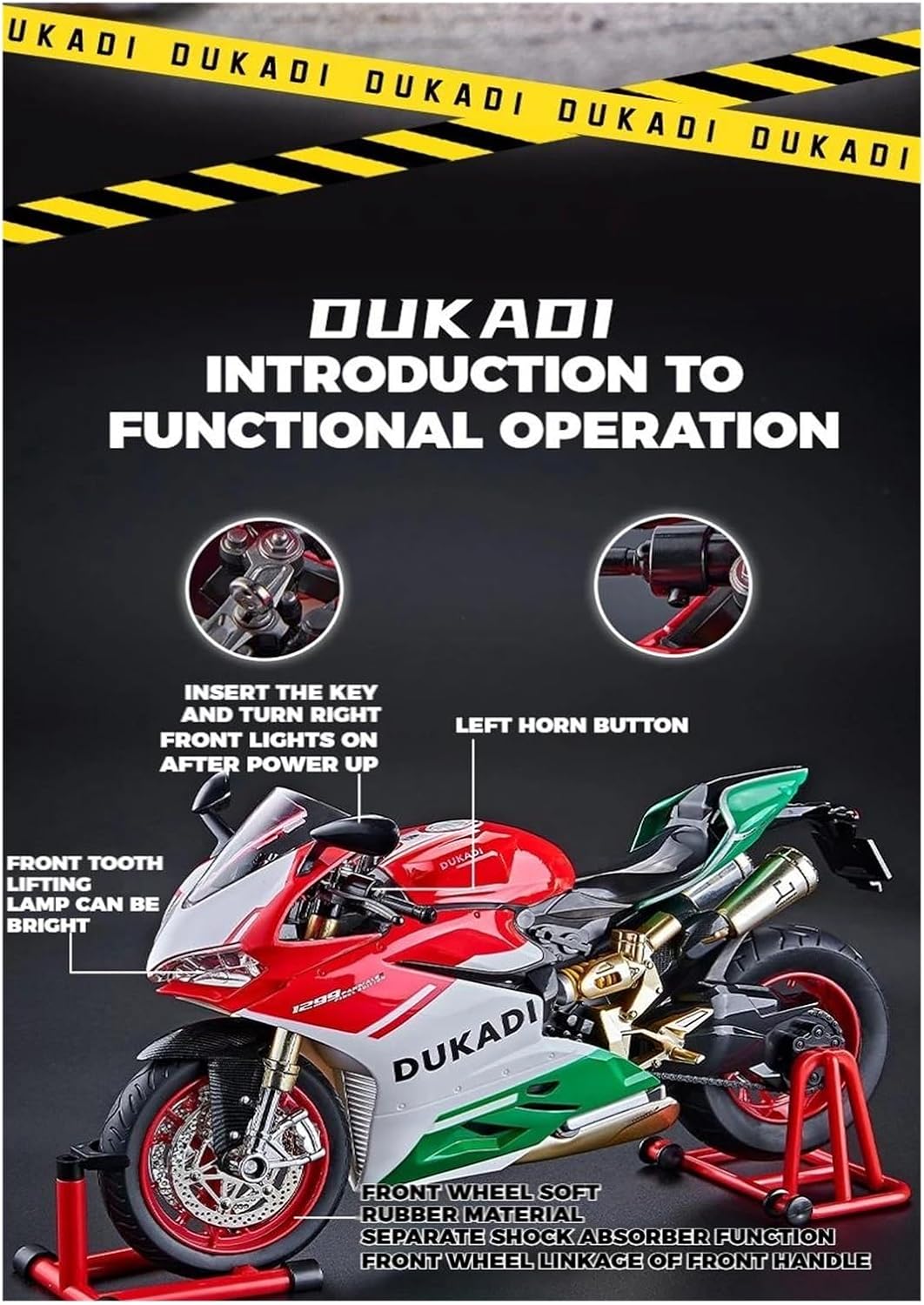 Mini Simulation Motorcycle Toys 1:9 for Ducati 1199 Panigale R Bootable Sprayable Alloy Motorcycle Diecast Model Sound Light Toy Collect Adult for Boys