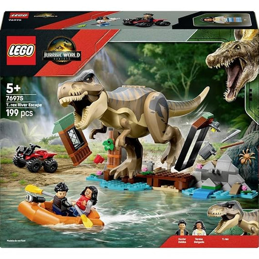 LEGO Jurassic World T. rex River Escape Dinosaur Figure Building Set 76975 Building Blocks Toys for 5+ Gift for Boys and Girls