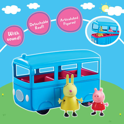 PEPPA PIG Peppa's School Bus Playset with Sound Effects, Includes 2 Figures, Preschool Toy for Girls and Boys 3 Years and Up, Birthday Gift Toys for Kids