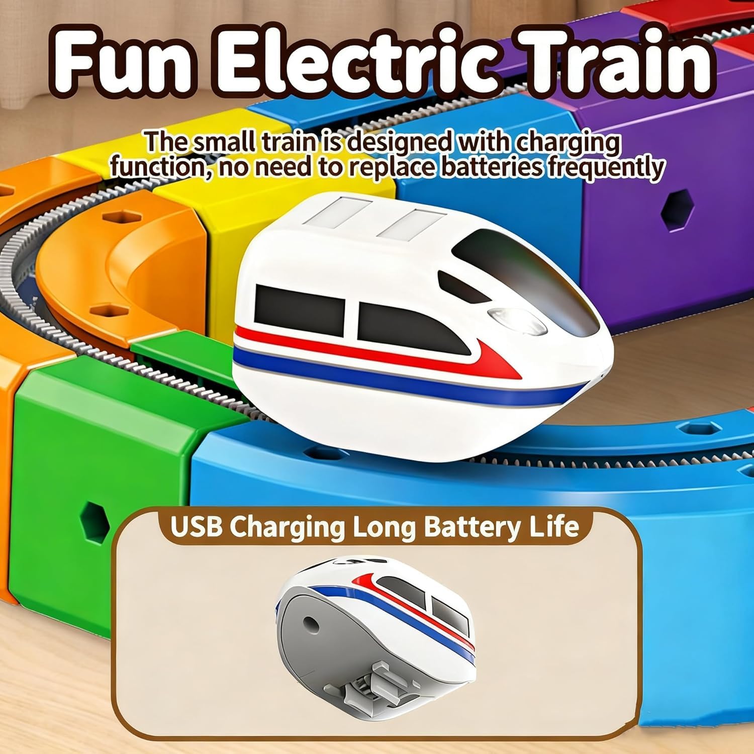 DIY Cube Track Magic Rail Train Set,Educational Building Track Toy for Kids Ages 3+(51 Pcs Block Set)