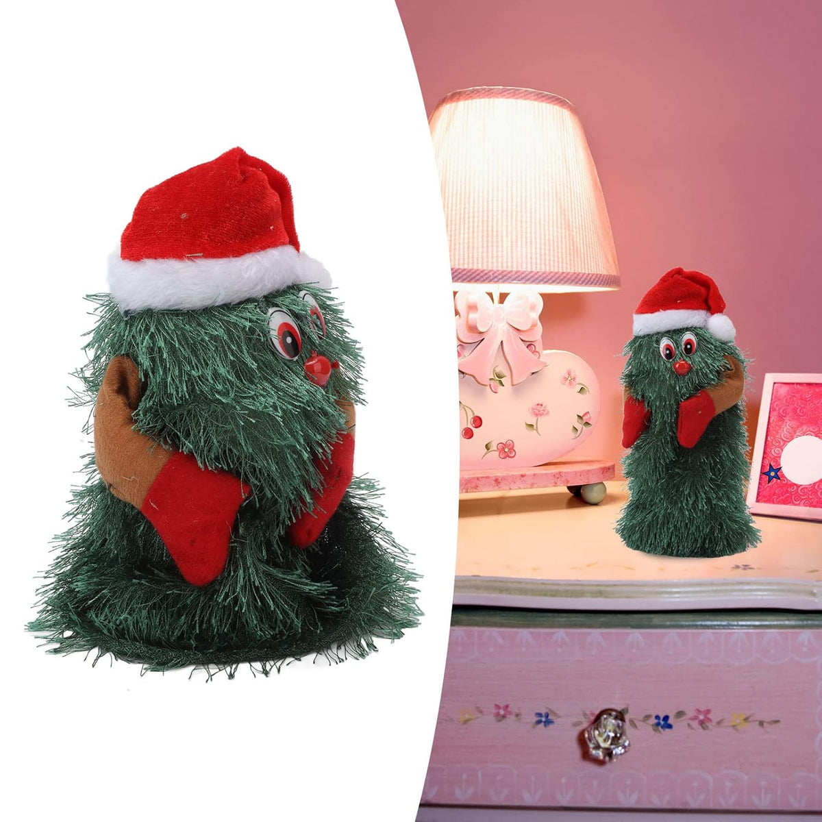 CURLEE Rotating Christmas Tree, Tabletop Christmas Tree Holiday Theme 15cm High Plant Shape for New Year (M)
