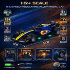 1:64 Die-cast Metal F1 RC Mini Racing car with LED Lights | 2.4GHz Remote Control Car | 3 Speed Adjustable, USB Rechargeable Alloy RC Car for Kids & Adults Indoor/Outdoor Racing