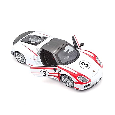 Bburago 918 Spyder Racing Porsche, White, Adult 1/24