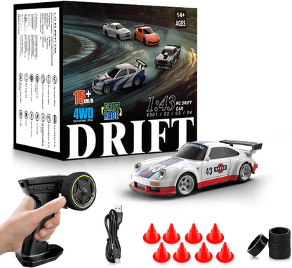 RC Drift Car, 1/43 Mini RC Drift Car with Gyroscope, 2.4GHz Full Proportional Remote Control Cars, 4WD High Speed Racing with Lights, Racing Tires, Model Cars Gift for Adults, Kids, Boys, Girls Visit the Everbigmai Store