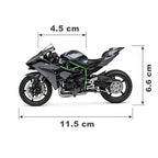MSZ Kawasaki Ninja H2R 1:18 Scale Officially Licensed Die Cast Bike — Hyperbike Model with Steerable Wheel Rear Suspension & Kickstand