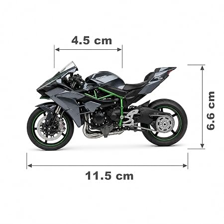 MSZ Kawasaki Ninja H2R 1:18 Scale Officially Licensed Die Cast Bike — Hyperbike Model with Steerable Wheel Rear Suspension & Kickstand