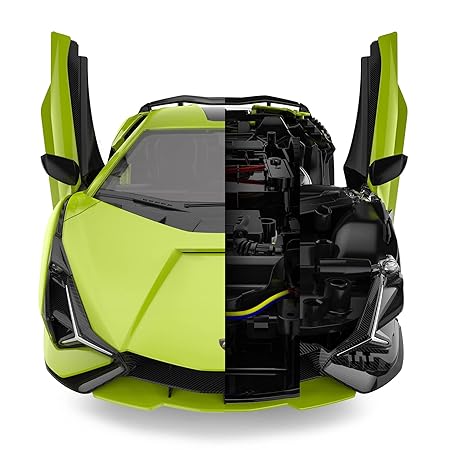 RASTAR RC Car Kits to Build, 1/18 Lamborghini Sian Supercar Assembly Building Kit with Remote Controller, 72PCs, STEM Kits for Kids and Adult, Ages 8+, Green
