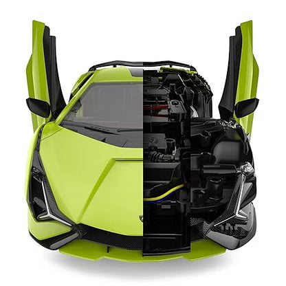 RASTAR RC Car Kits to Build, 1/18 Lamborghini Sian Supercar Assembly Building Kit with Remote Controller, 72PCs, STEM Kits for Kids and Adult, Ages 8+, Green