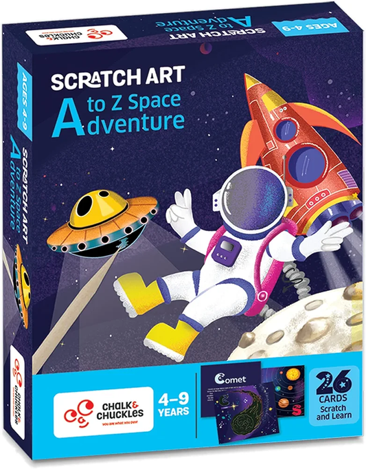 Chalk and Chuckles A to Z Space Adventure, Scratch Art Craft