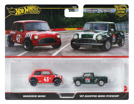 Hotwheels Premium 2- Pack Morris Mini & '67 Austin Mini Pickup
