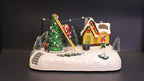 Christmas Village LED Musical Scene with Santa, Illuminated Holiday Decoration with Christmas Tree, Snow Base