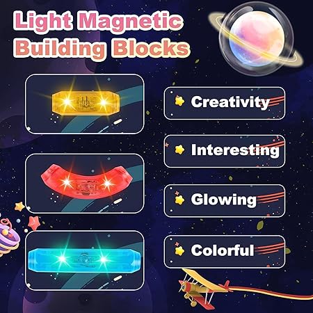 KIPA GAMING MagPlay LED Jumbo Magnetic Building Set Glow in The Dark