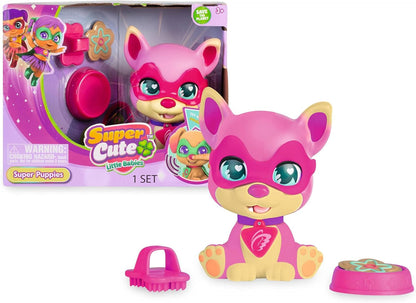 SUPER CUTE LITTLE BABIES - Super Puppies, SuperCute, Super Hero Pets, Interactive Small Dogs, with Sounds, Dining Dish and Comb, Coat and Anti-Face, Famous