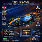 1:64 Diecast Metal F1 RC Mini Racing car with LED Lights | 2.4GHz Remote Control Car | 3 Speed Adjustable, USB Rechargeable Alloy RC Car for Kids & Adults Indoor/Outdoor Racing
