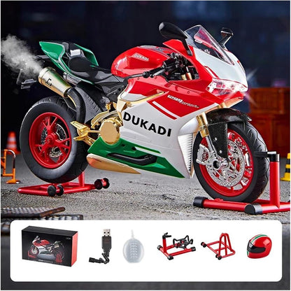 Mini Simulation Motorcycle Toys 1:9 for Ducati 1199 Panigale R Bootable Sprayable Alloy Motorcycle Diecast Model Sound Light Toy Collect Adult for Boys