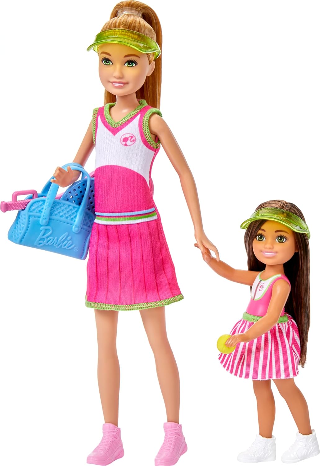Barbie Stacie & Chelsea Tennis Playset with 2 Dolls & 5+ Accessories Including Net with Swinging Ball Feature & Sports Gear