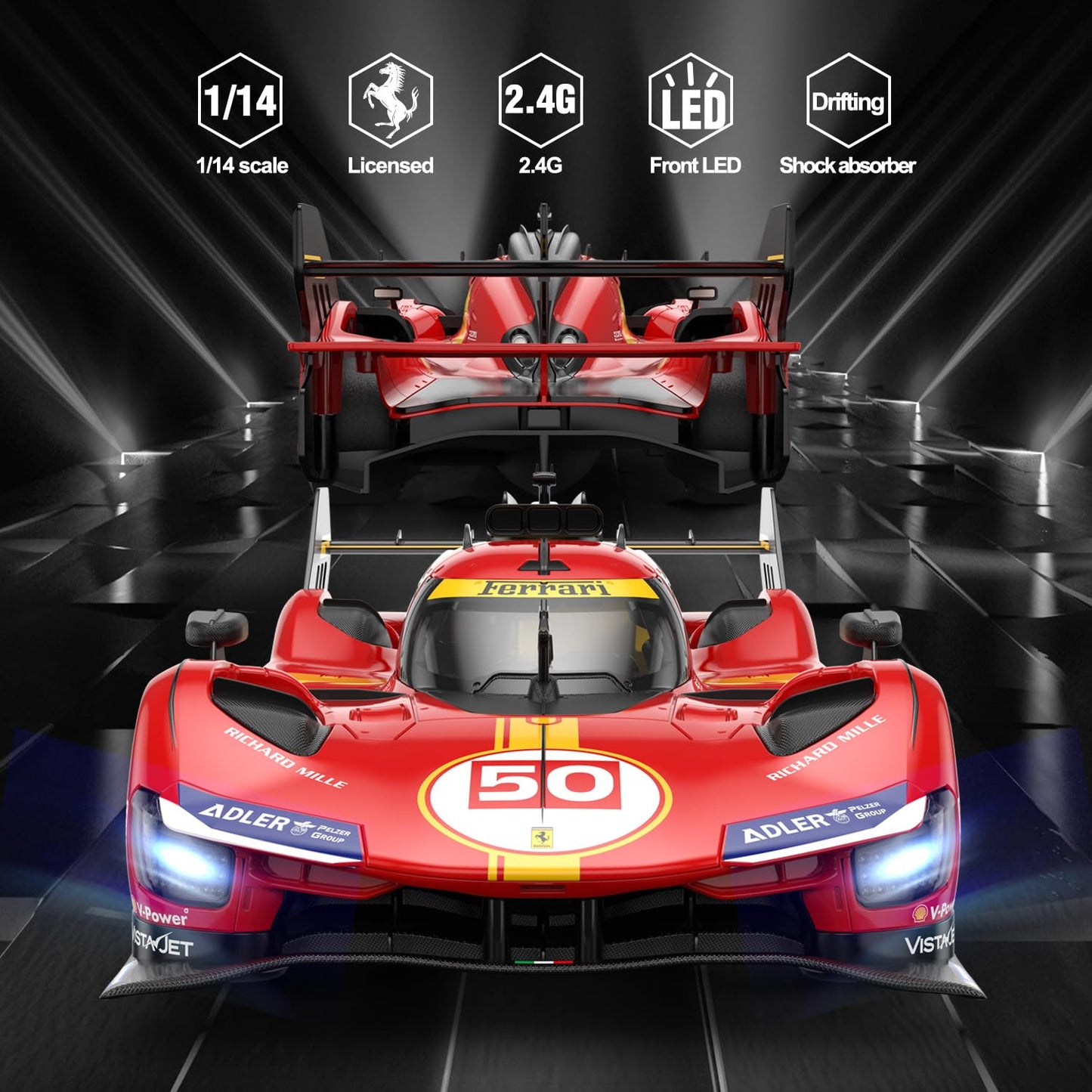 RASTAR Remote Control Car 1/14 Scale Ferrari 499P #50 Le Mans Champion Racing RC Car, R/C Toy Car for Kids Boys, Red 2.4G