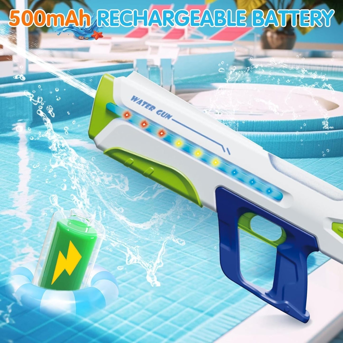 Water Gun Featuring High-Pressure Rapid-Fire Action, Adjustable Nozzle, and Extended Range for Epic Backyard Water Battles