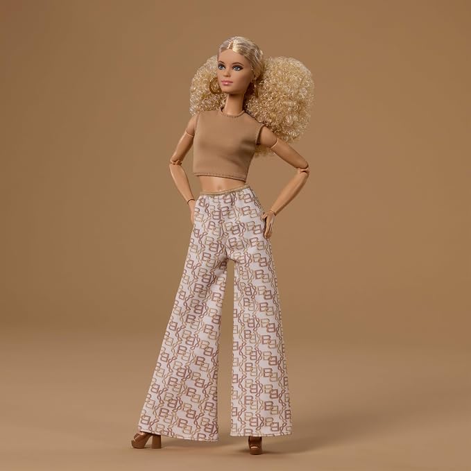 Barbie Basics Model Collector Fashion Doll 07 with Blonde Hair & White Print Pants, Universal-fit Fashions & Posable Body