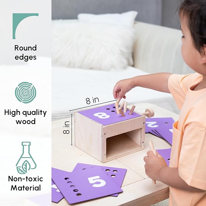 Wooden Counting Peg Board: Count & Drop Box