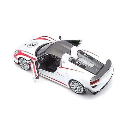 Bburago 918 Spyder Racing Porsche, White, Adult 1/24