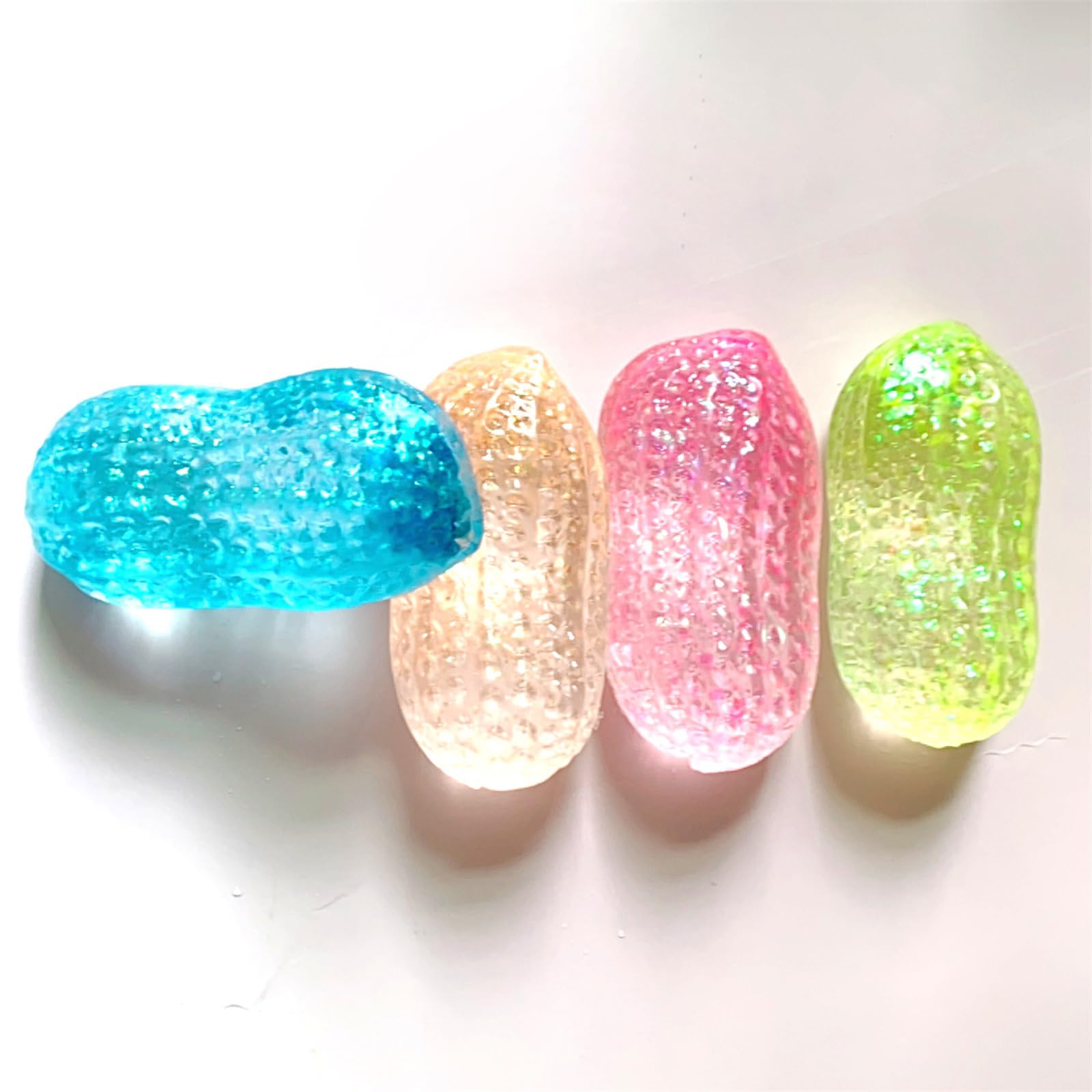 Glitter Peanut Squishy Toy Set – Translucent Slow-Rebound Maltose Squeeze (Pack 2) Random 1
