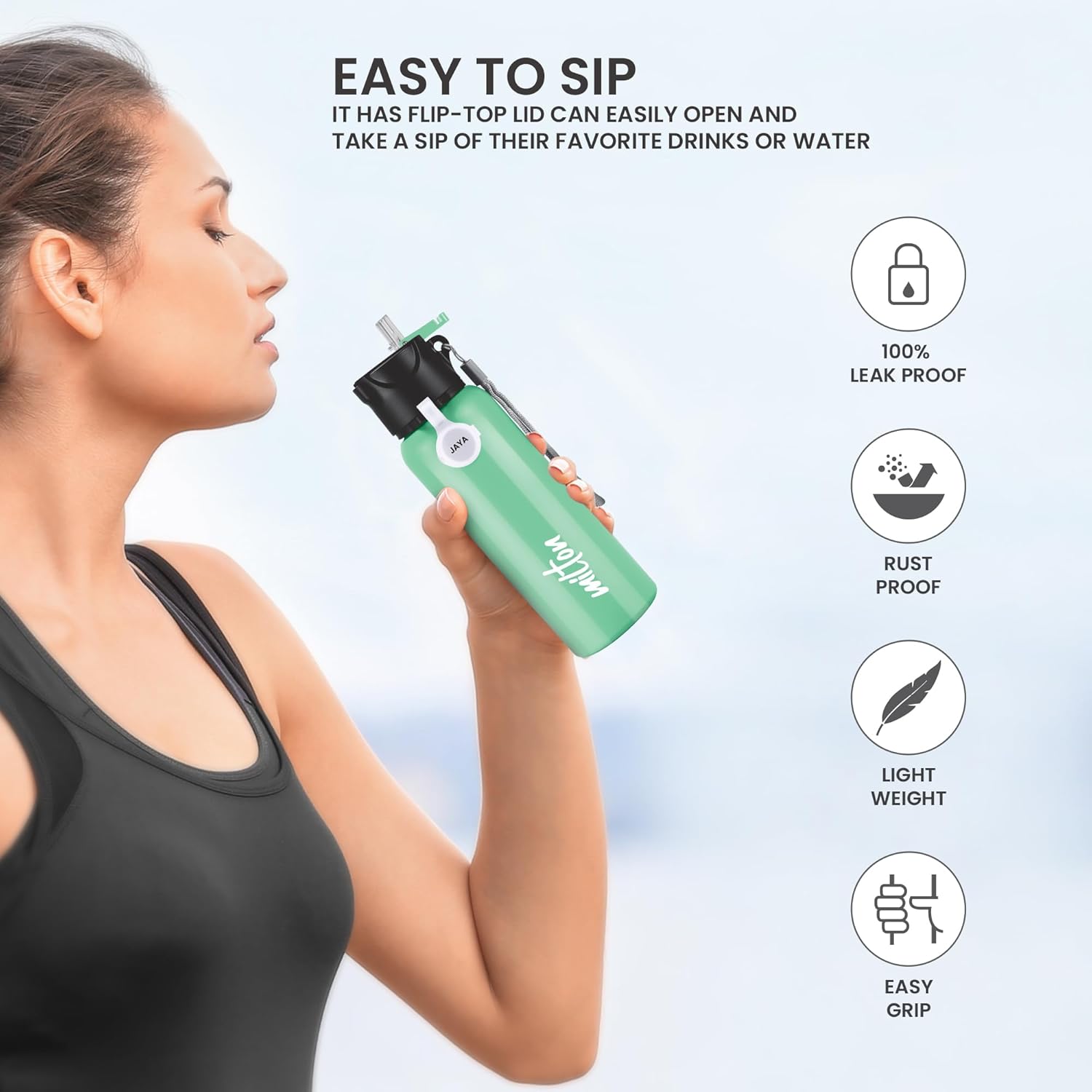 MILTON Sipstar 600 Stainless Steel Sipper Water Bottle 560 ml