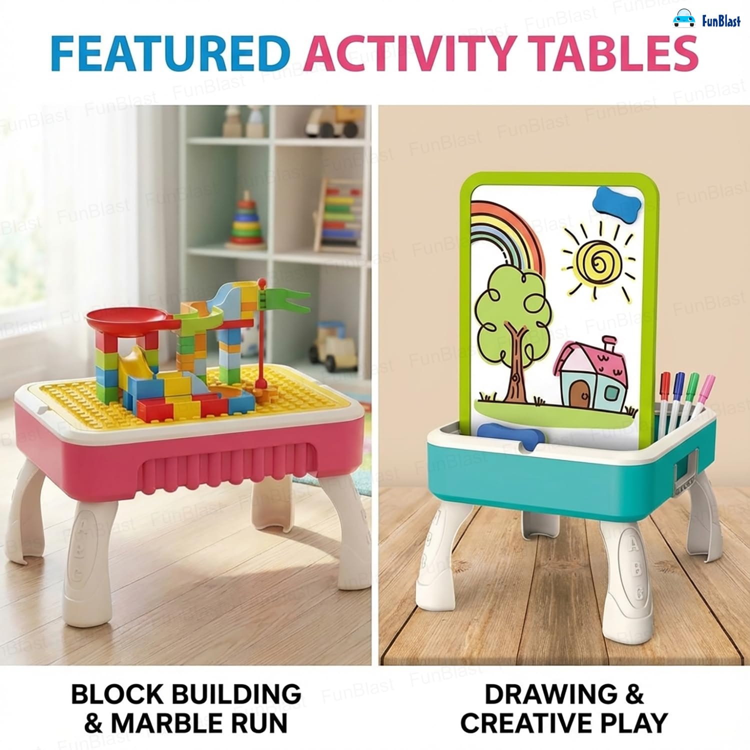 Building Block Toys, Creative Table 2-in-1 Building Block and Drawing Board for Kids