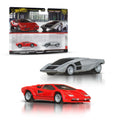 Hotwheels Premium Car Culture 2-Pack featuring the Lamborghini Countach LP5000 QV and the Lancia Stratos Zero