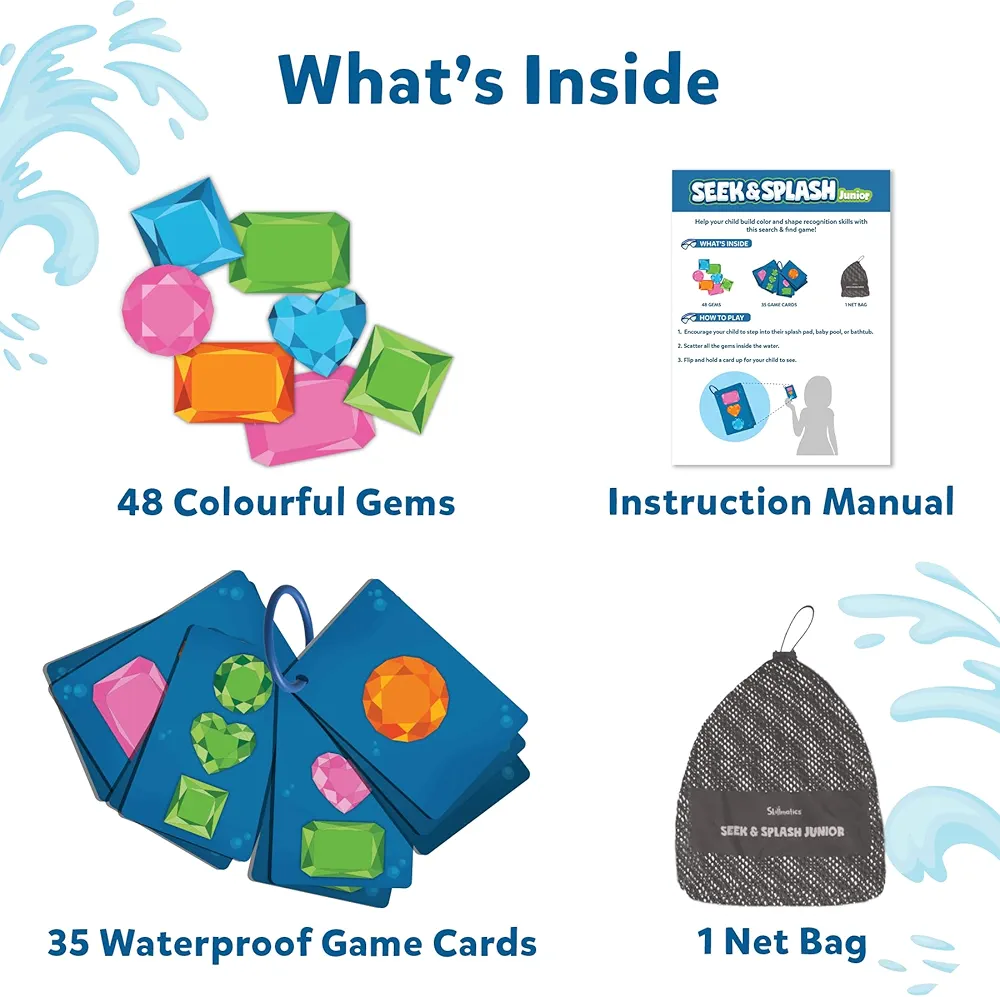 Skillmatics Seek & Splash Bath Toys - Search and Find Gem Game