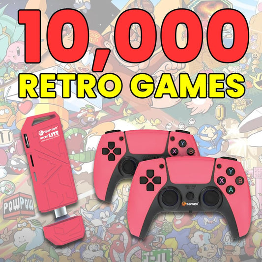 Sameo Micro Lite HDMI Gaming Console ,Game Stick, Video Games, Console Built -in 10000 Retro Games Dual Player- 4K Ultra HD Wireless TV Game Stick,Video Game for Kids (Red)