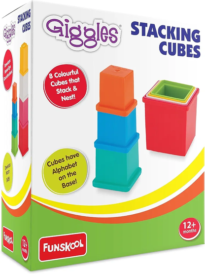 Giggles Funskool Plastic Stacking Multicolored Cubes,Blocks With Alphabet