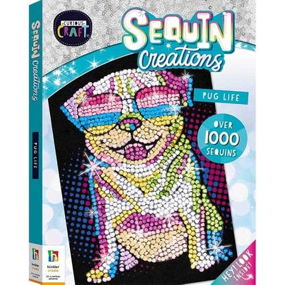 Hinkler Curious Craft Sequin Sparkles Pug Life Kit