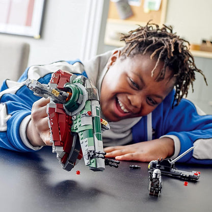 LEGO Star Wars Boba Fett Starship 75312 Building Toy - Mandalorian Model Set Featuring Iconic Starfighter with Rotating Wings and 2 Minifigures
