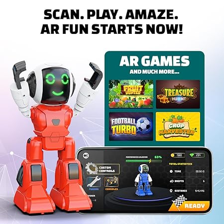 Mirana Moonwalker | Smart Interactive Chat-GPT AI Robot Toy for Kids | USB Rechargeable Type-C | AR Games & in-Built Bluetooth Speaker | Remote & App Controlled | Gift for Boys & Girls 2+ Years (Red)