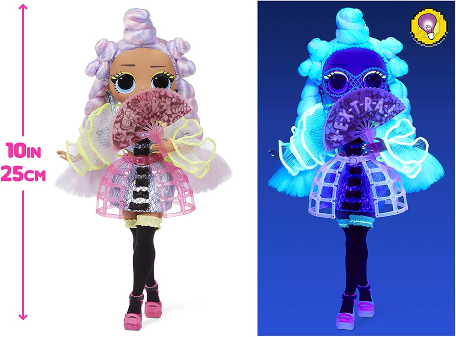L.O.L. Surprise! OMG Dance Miss Royale Fashion Doll with 15 Surprises Including Magic Black Light, Shoes, Hair Brush, Doll Stand